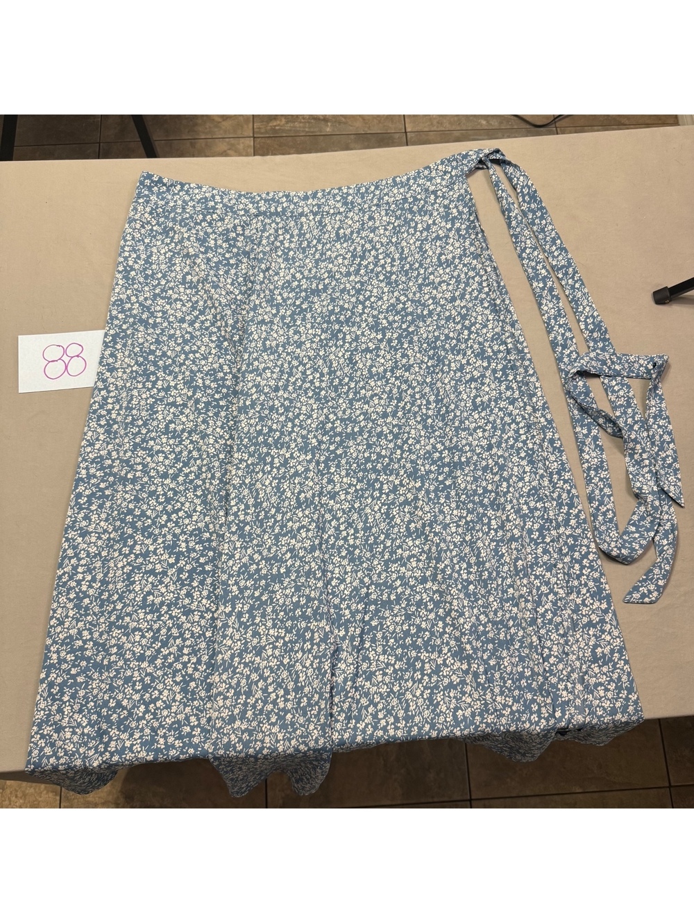 SHEIN Blue Floral Wrap Midi Skirt Size XS